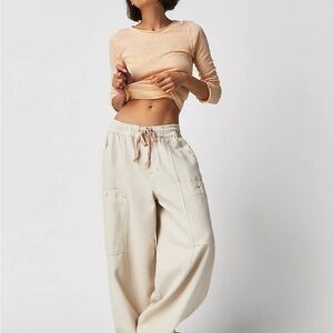 Free People Bright Eyed Low Slung Pull On Barrel Pants - wide leg ballon style